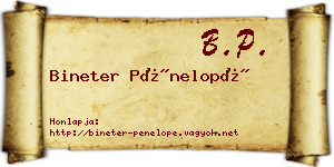Bineter Pénelopé névjegykártya